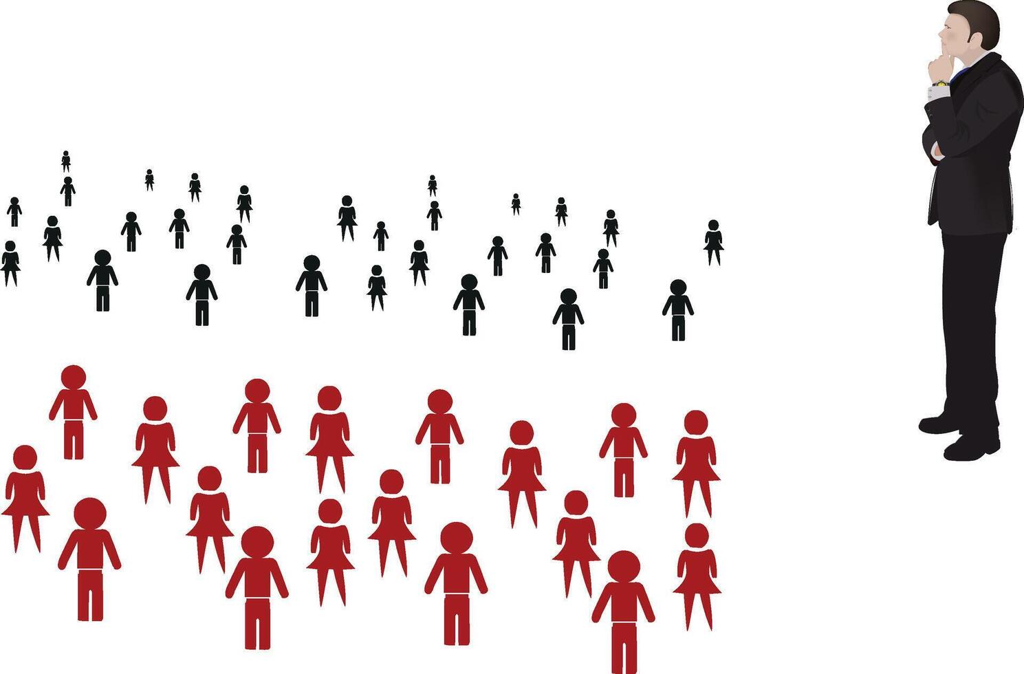 Businessman choosing the right team from large group of candidates vector