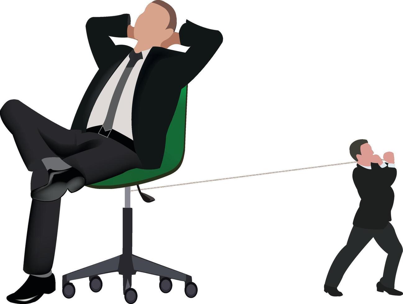 Concept of hard working employee and lazy manager vector