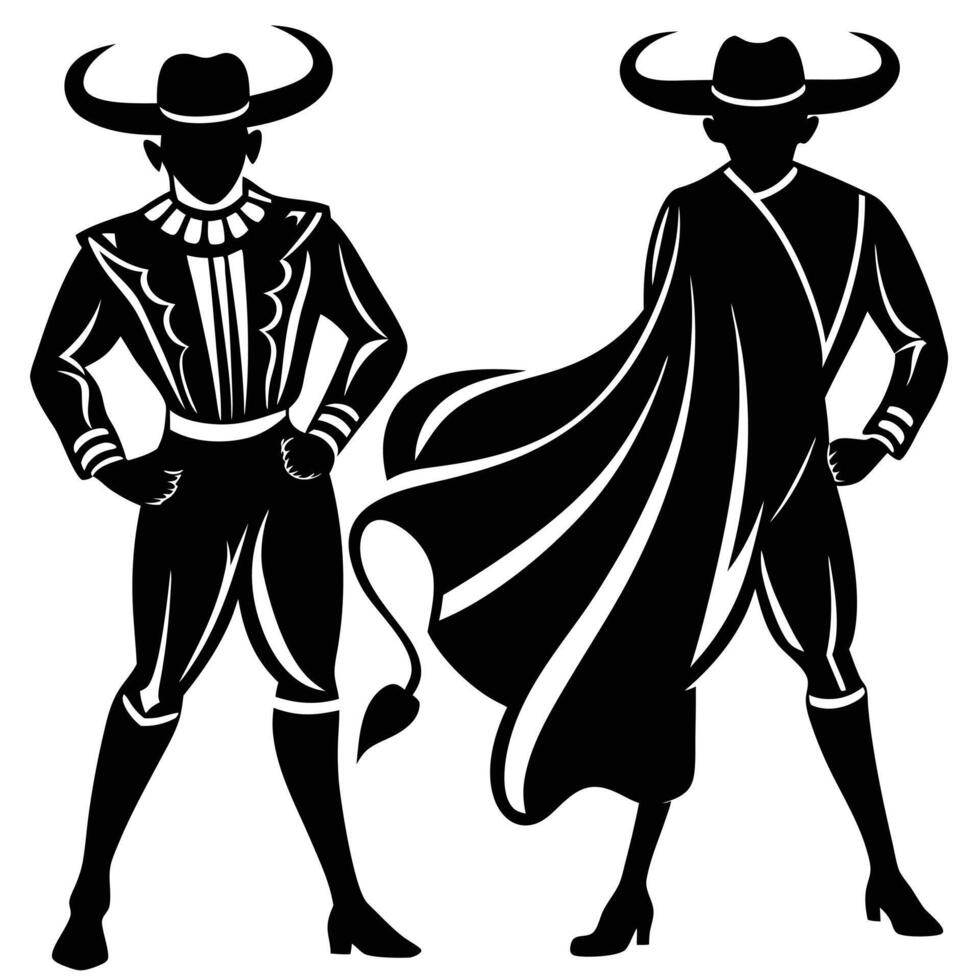Silhouette matador black color only full body vector