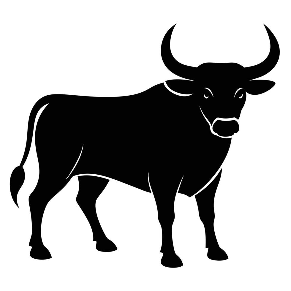 bull standing silhouette vector
