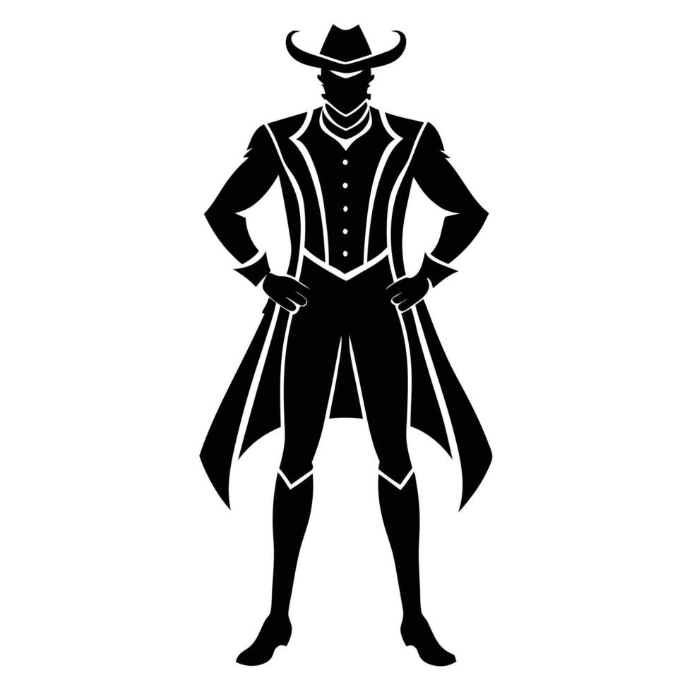 Silhouette matador and bull fight vector