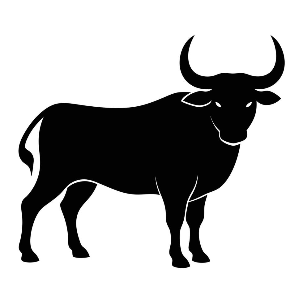 bull standing silhouette vector