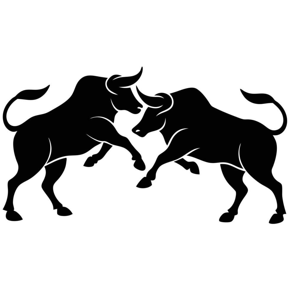 two bull fight silhouette illustrator art, silhouette matador and bull fight vector