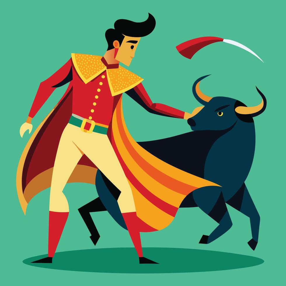 matador and bull fight vector