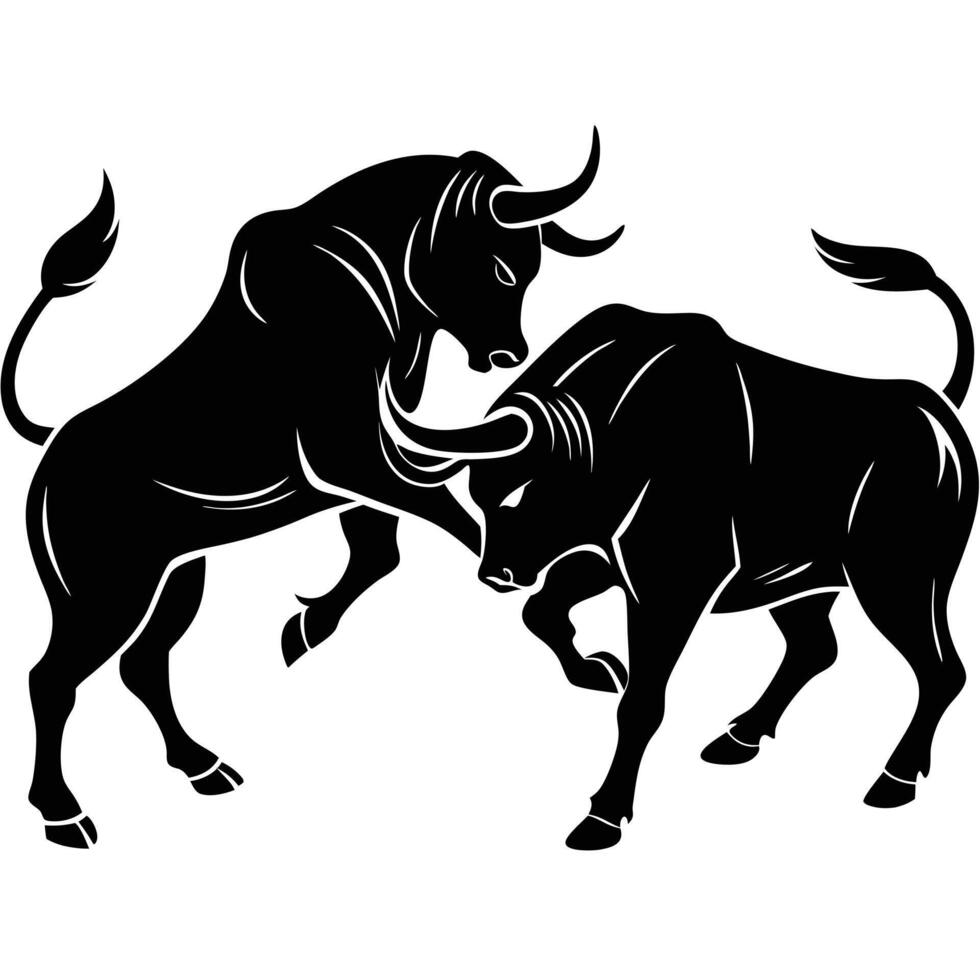 two bull fight silhouette illustrator art, silhouette matador and bull fight vector