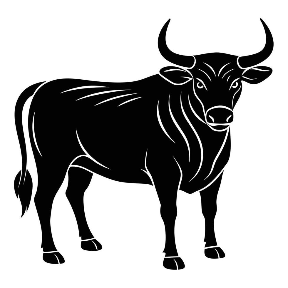 bull standing silhouette vector
