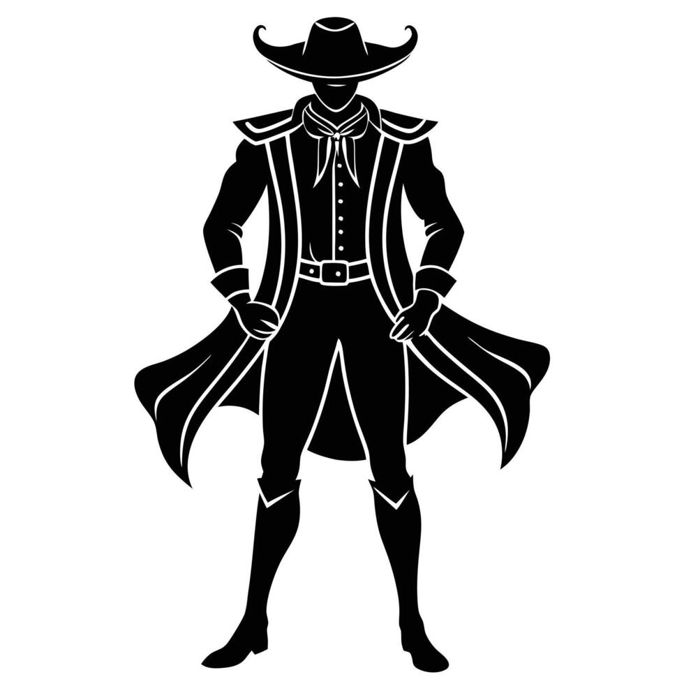 Silhouette matador and bull fight vector