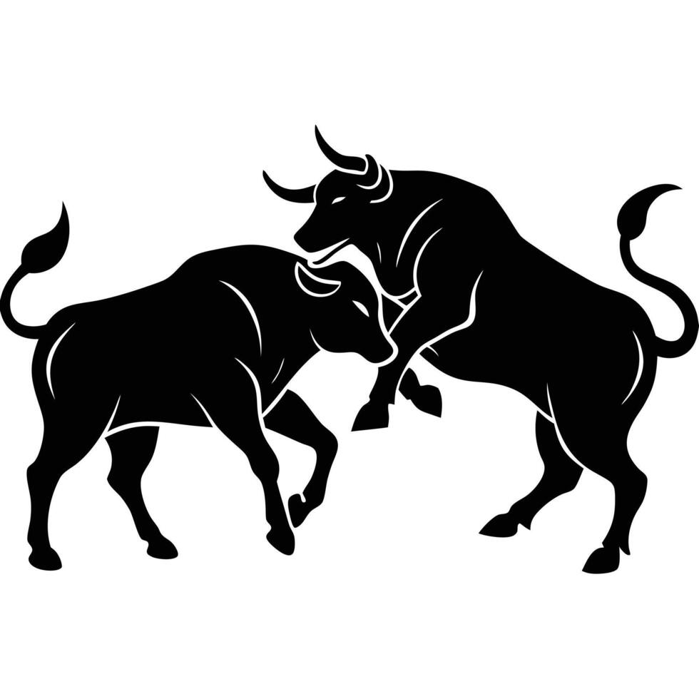 two bull fight silhouette illustrator art, silhouette matador and bull fight vector
