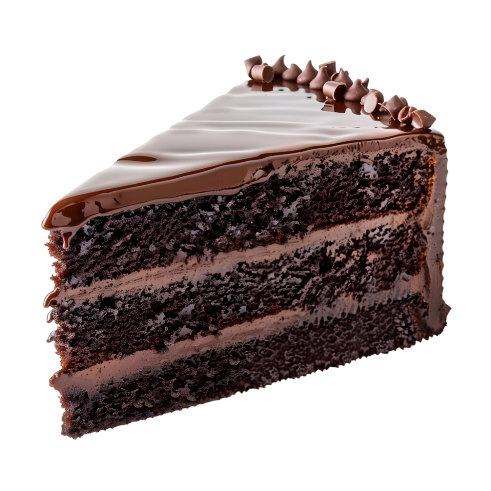 Delicious chocolate cake slice on transparent background png