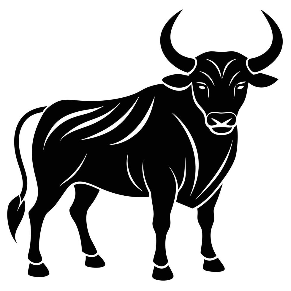 bull standing silhouette vector