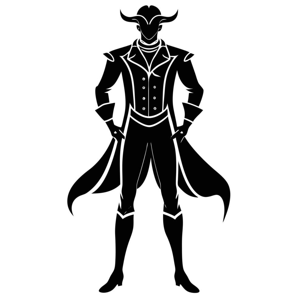 Silhouette matador and bull fight vector