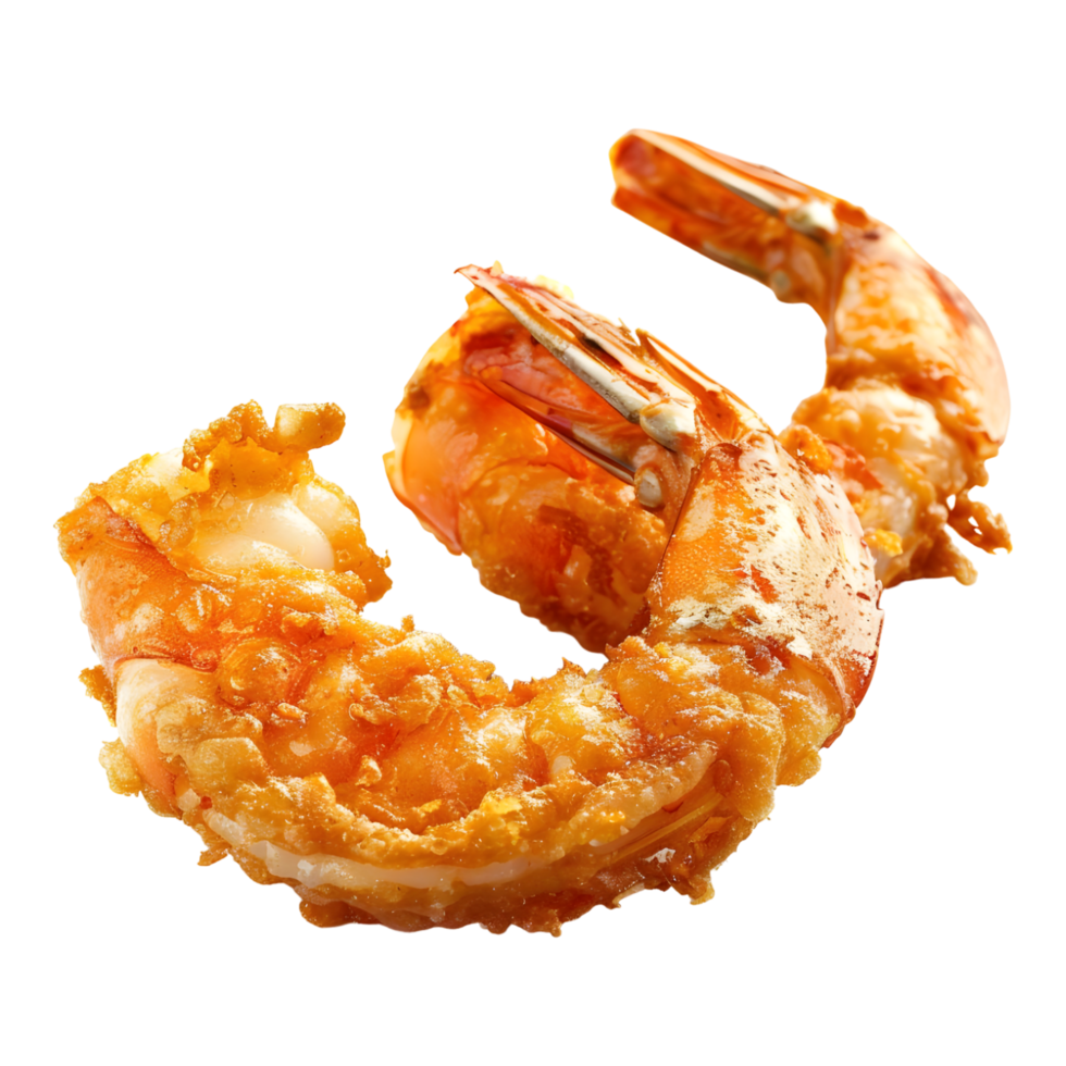 Crispy fried prawn on transparent background png