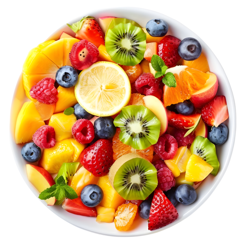 Delicious fruit salad on transparent background high-res 8K png