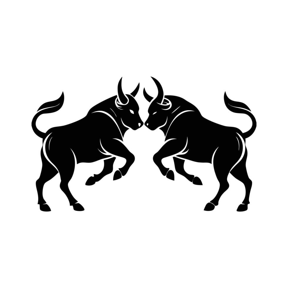 two bull fight silhouette illustrator art, silhouette matador and bull fight vector