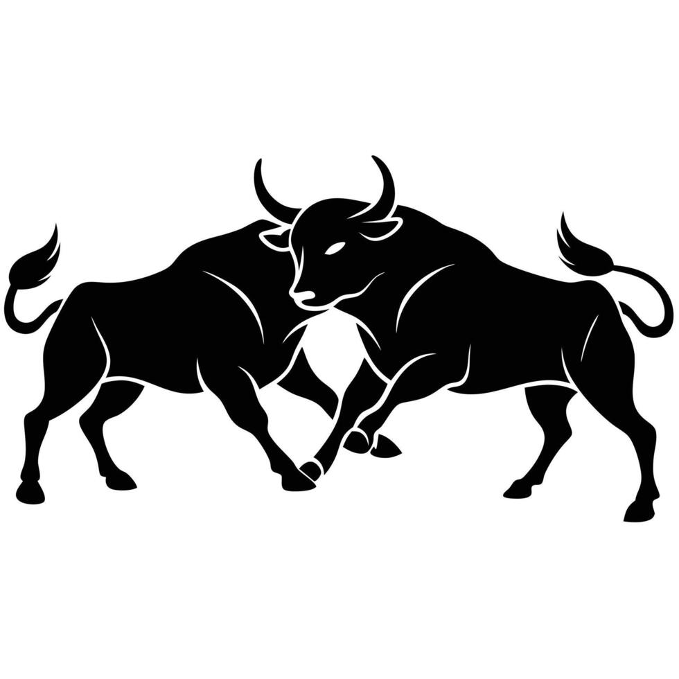 two bull fight silhouette illustrator art, silhouette matador and bull fight vector