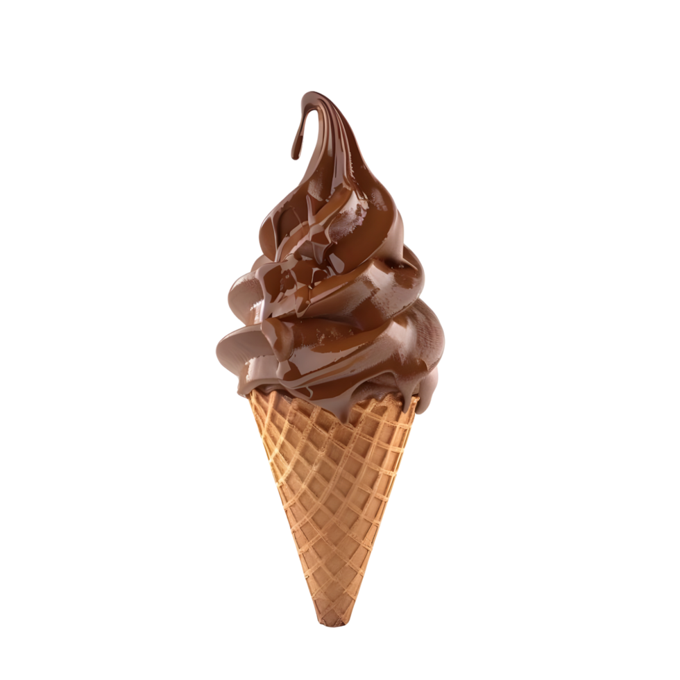 Delicious chocolate ice cream cone on transparent background png