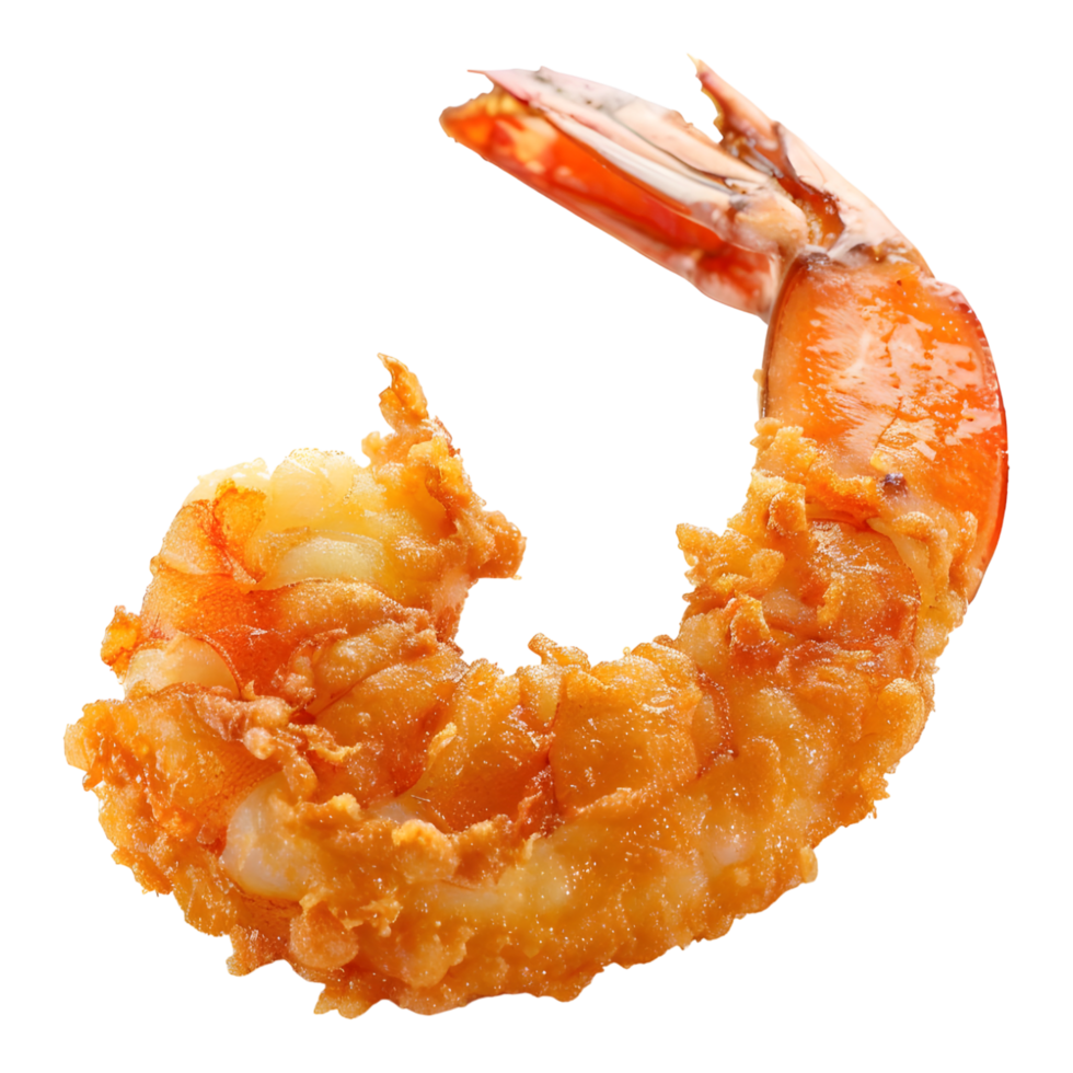 Crispy fried prawn on transparent background png