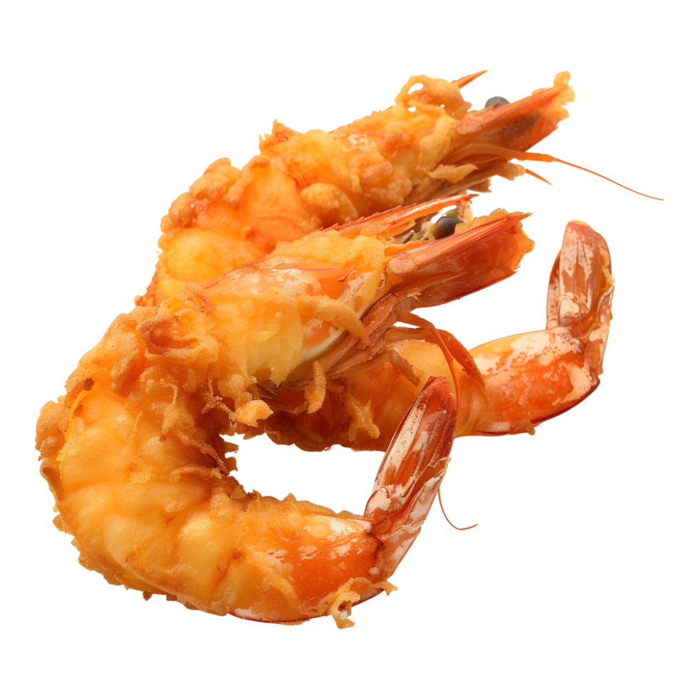 Crispy fried prawn on transparent background png