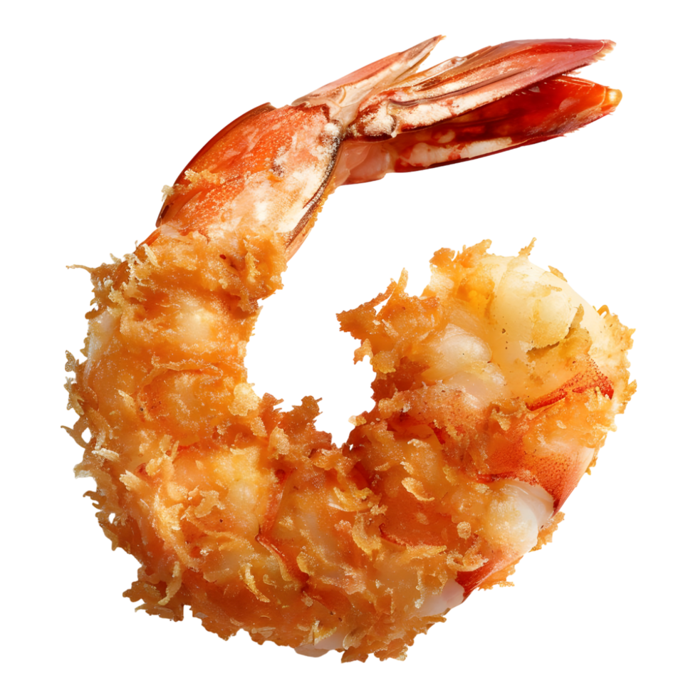 Crispy fried prawn on transparent background png