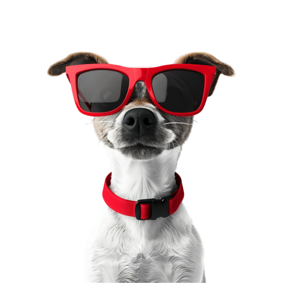 Dog Rocking Red Shades on a Transparent Background png