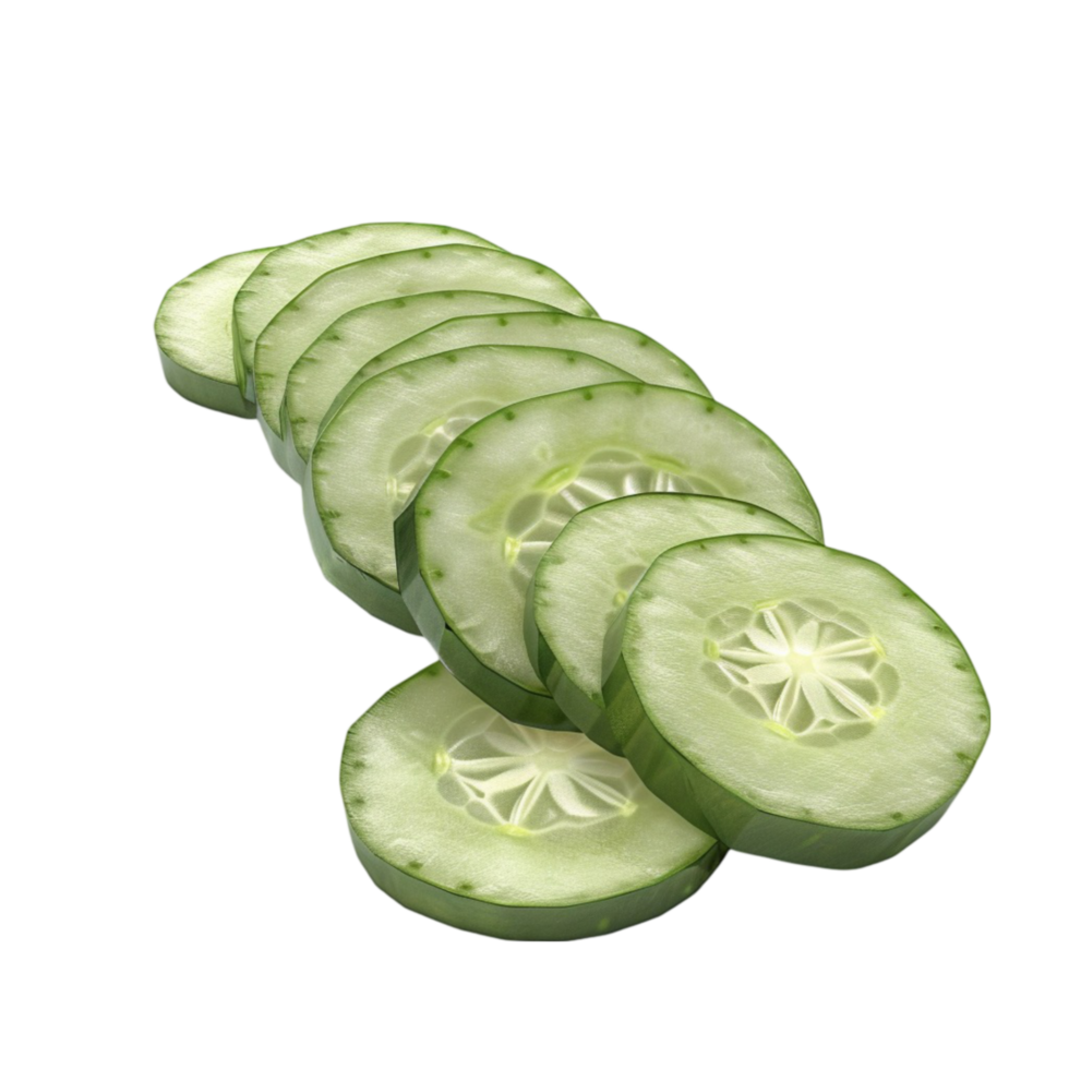 Vibrant Green Cucumber Slices on transparent background png