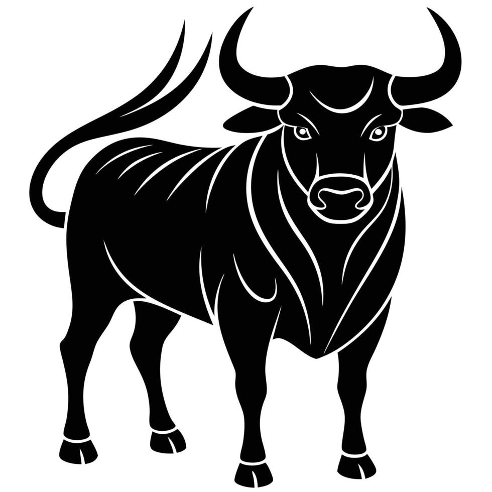 bull standing silhouette vector