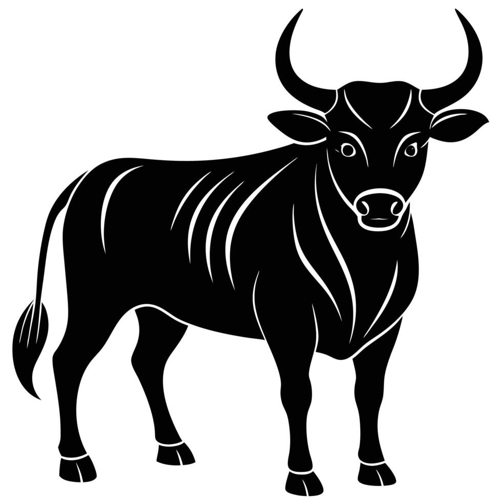 bull standing silhouette vector