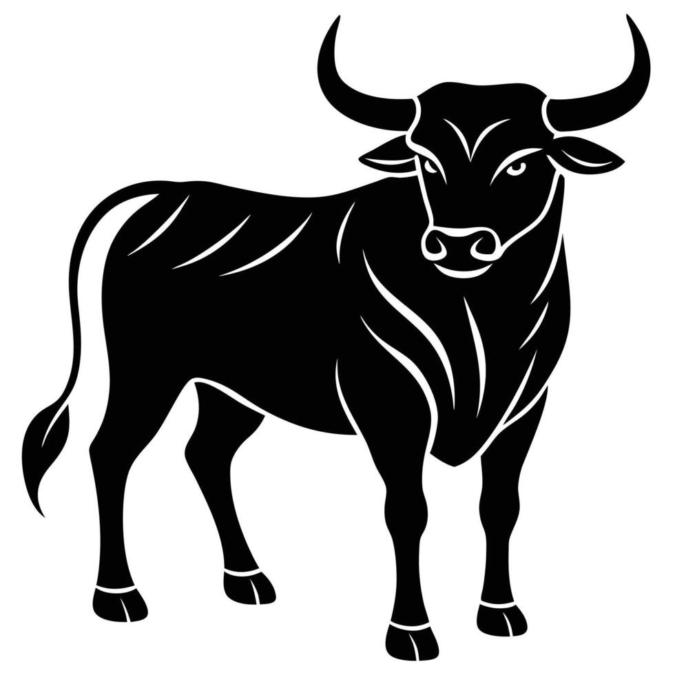 bull standing silhouette vector