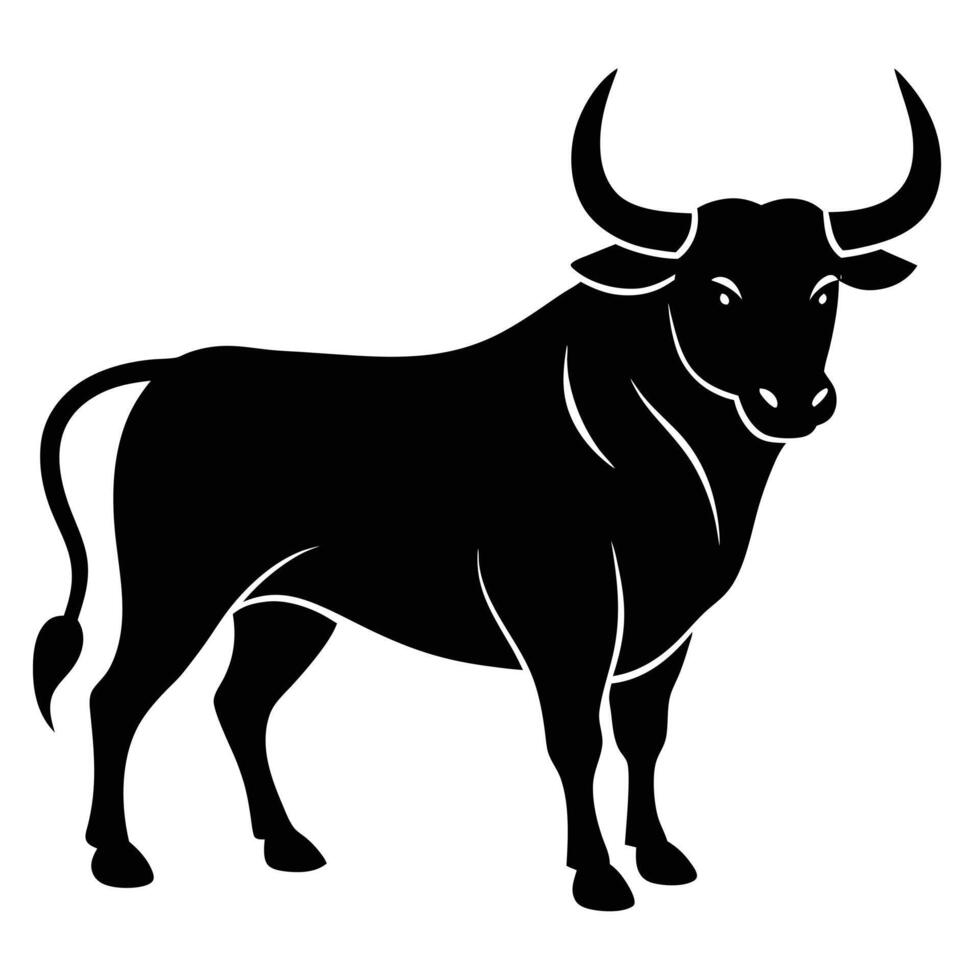 bull standing silhouette vector
