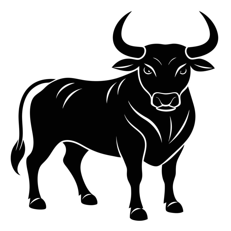 bull standing silhouette vector