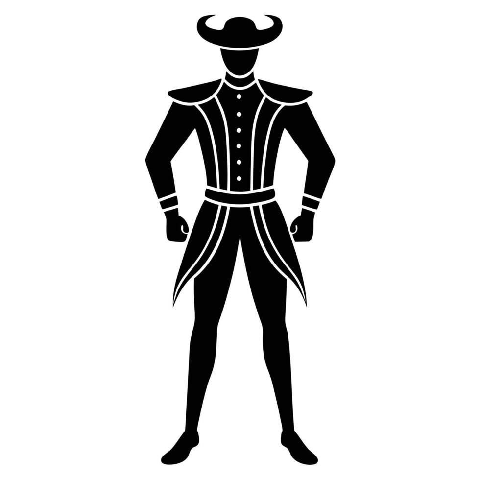 Silhouette matador and bull fight vector