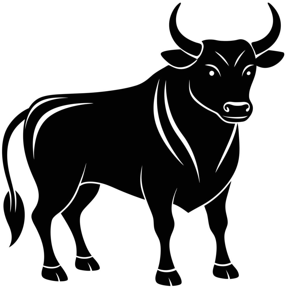 bull standing silhouette vector
