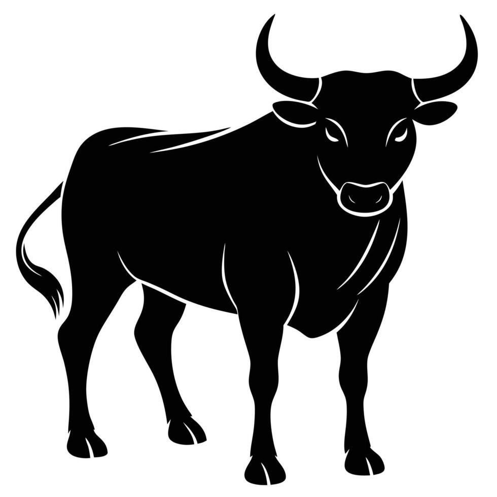 bull standing silhouette vector