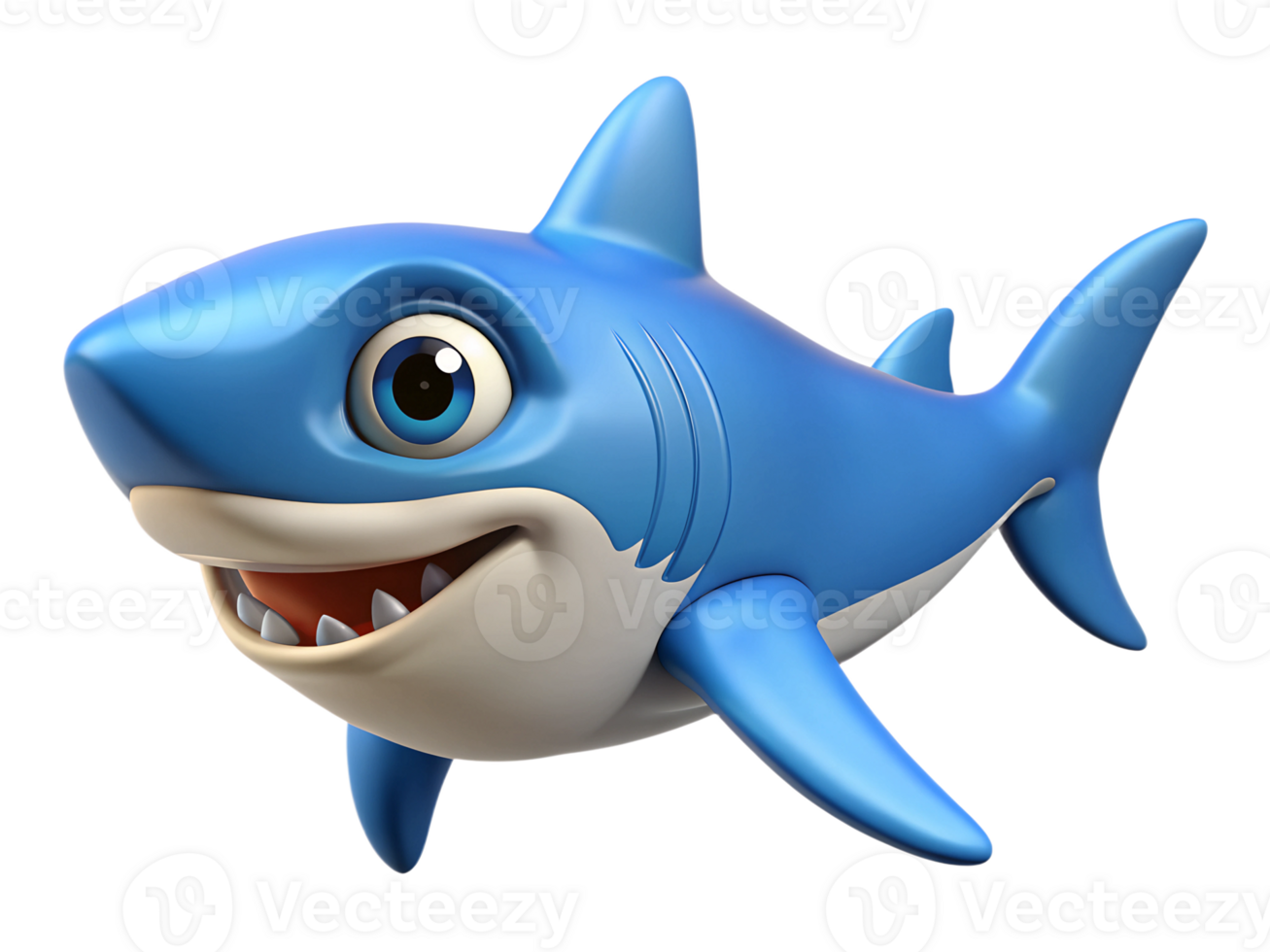 cartoon blue shark isolated on a transparent background png