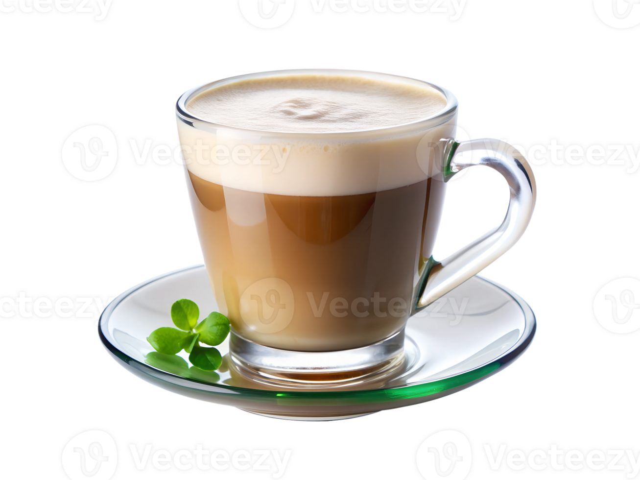 Irish cream coffee in a clear glass isolated on a transparent background png