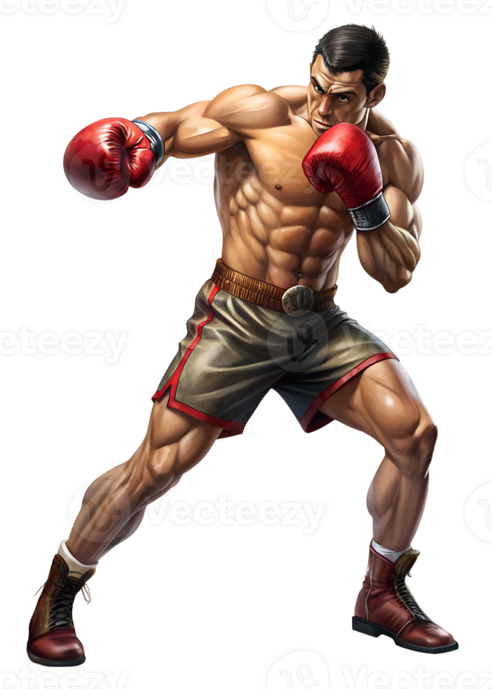 Illustration of Digital Painting of a Boxer, full body, isolated on a transparent background png