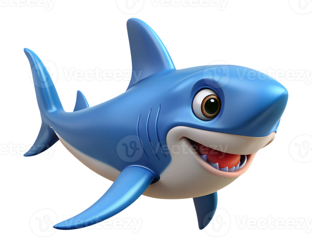 cartoon blue shark isolated on a transparent background png