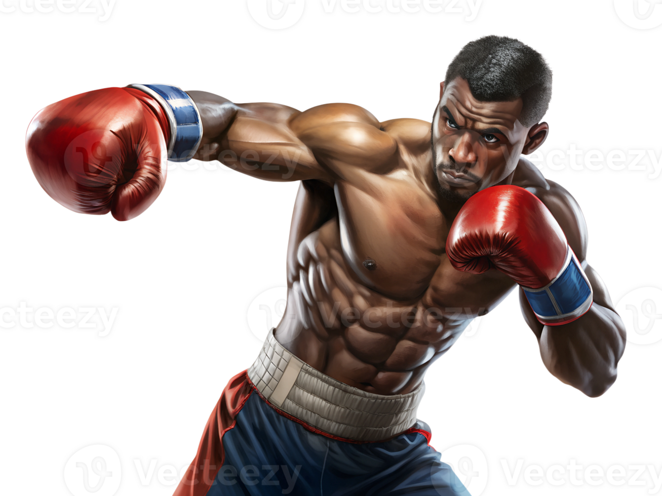 Illustration of Digital Painting of a Boxer, full body, isolated on a transparent background png