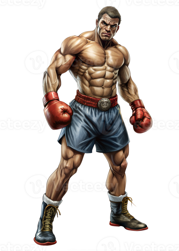 Illustration of Digital Painting of a Boxer, full body, isolated on a transparent background png