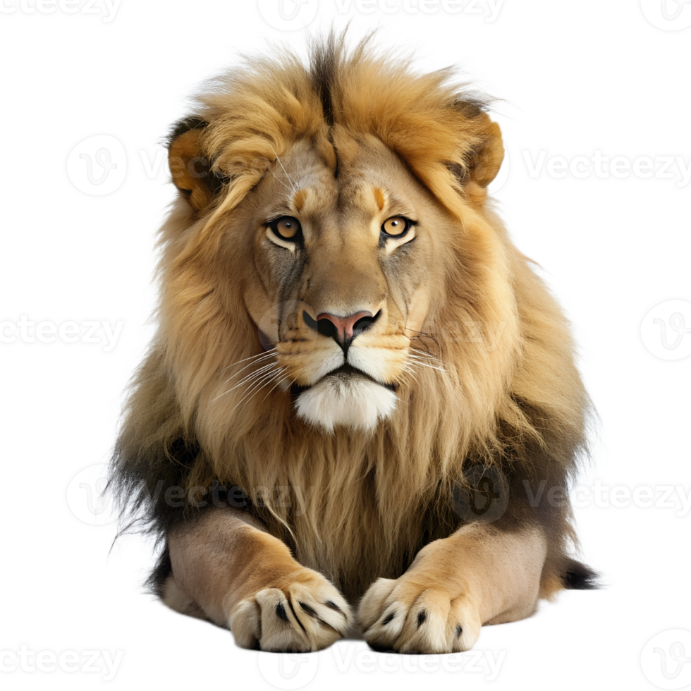 lion is lying isolated on a transparent background png