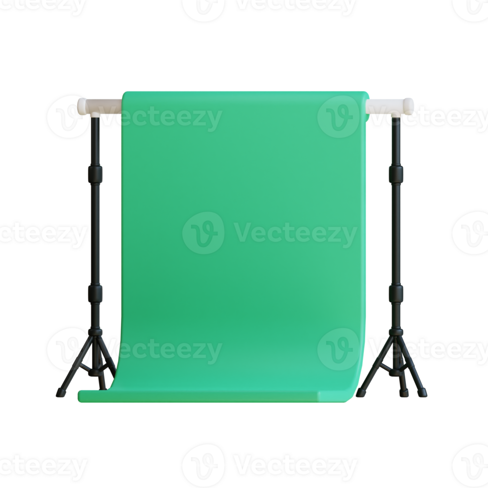 Green backdrop on a stand for photo or shooting isolated on transparent background. png