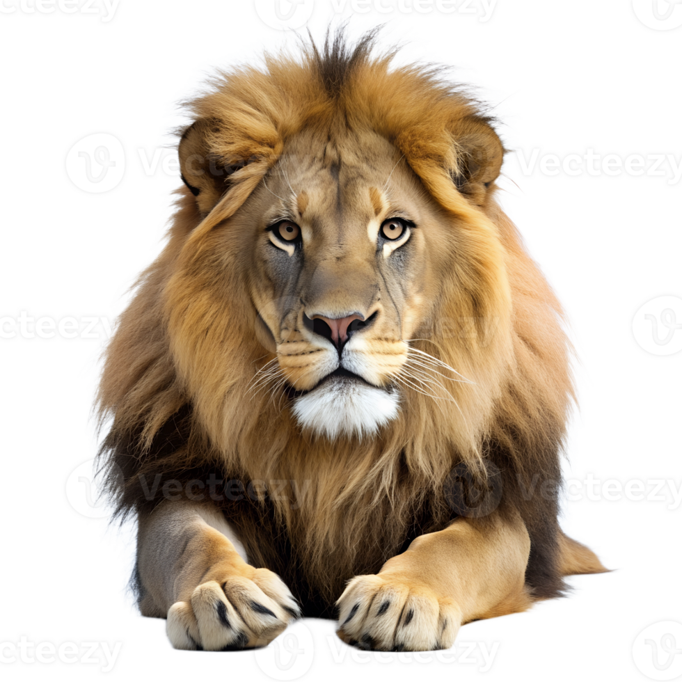 lion is lying isolated on a transparent background png