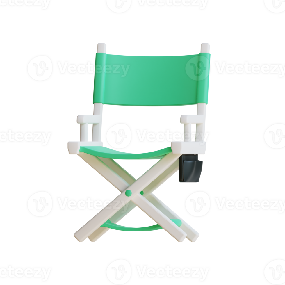 Green director's chair isolated on a transparent background with clipping path. png