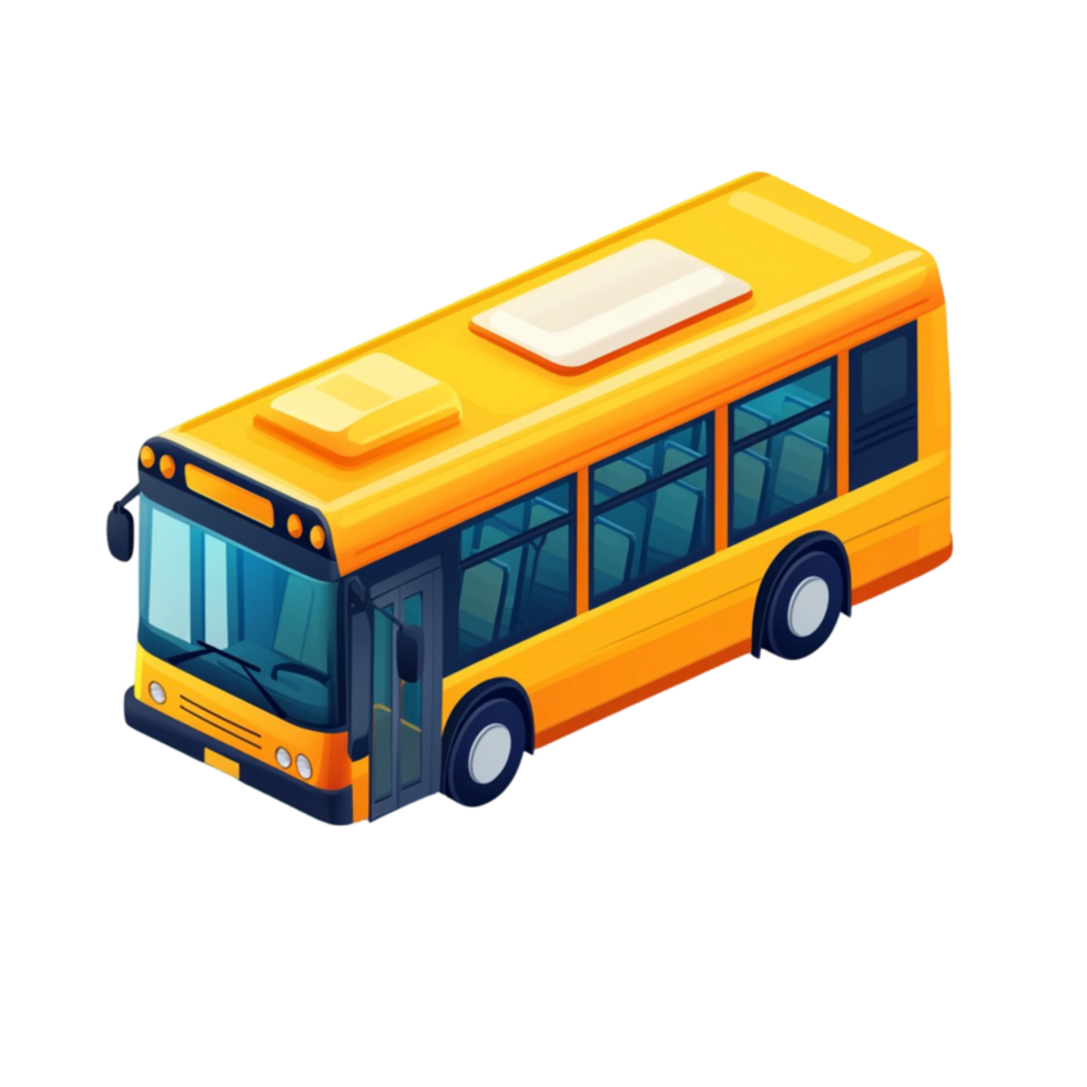 isometric bus icon isolated on transparent background png