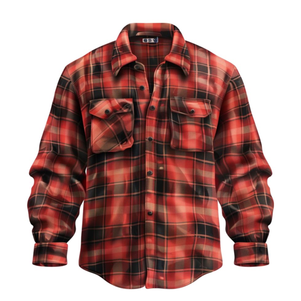 a red and black plaid shirt on a transparent background png