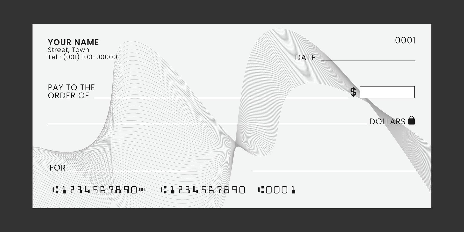 Blank check. Check template with empty field to fill. Banknote, money design, currency, bank note, voucher. illustration vector
