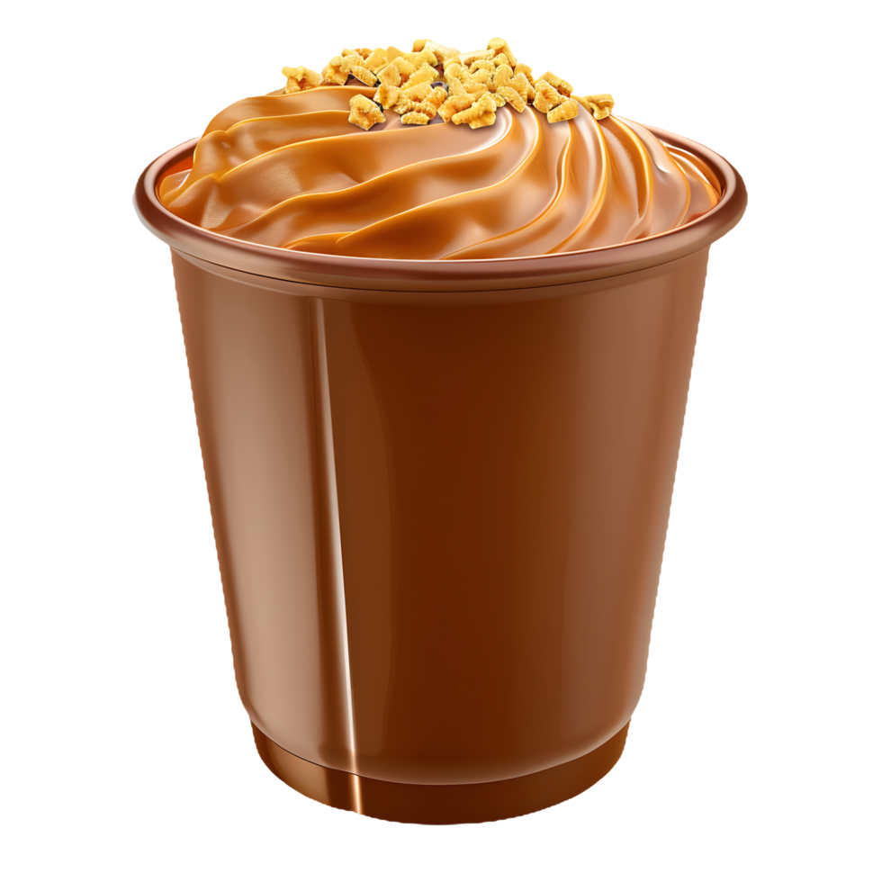a cup of chocolate pudding with a sprinkle of nuts png