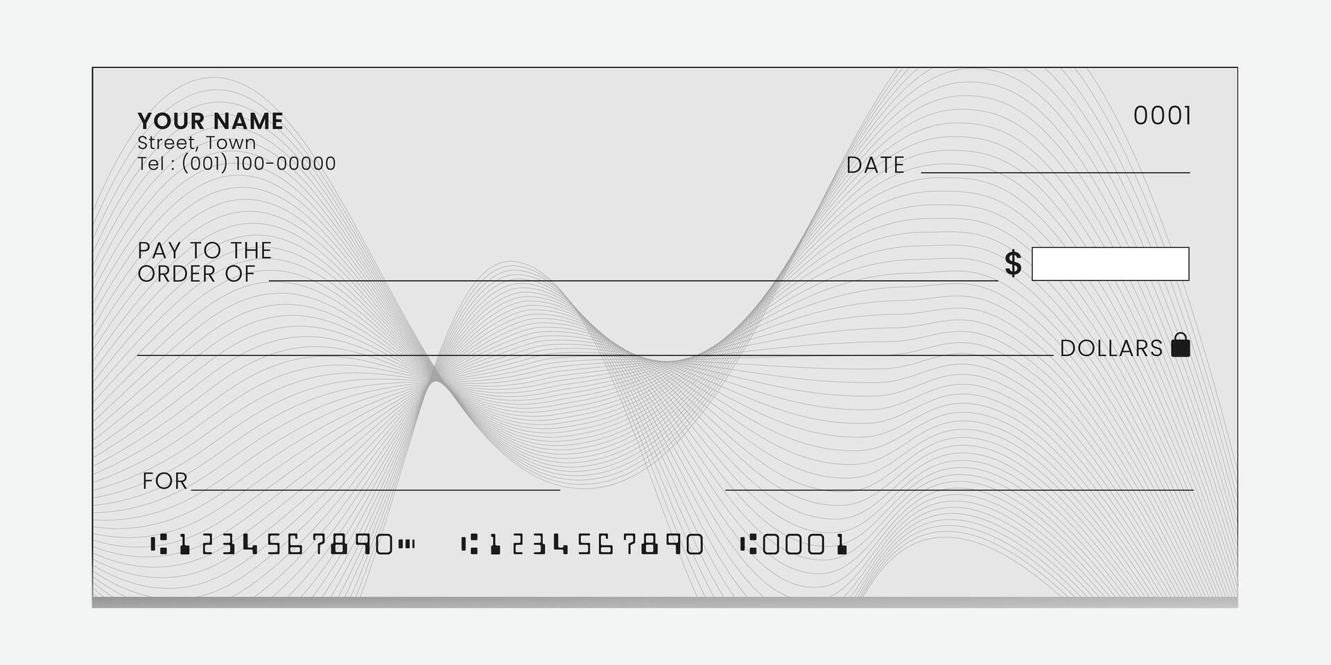 Blank bank cheque. Check template with empty field to fill. Banknote, money design, currency, bank note, voucher, gift certificate, money coupon . vector