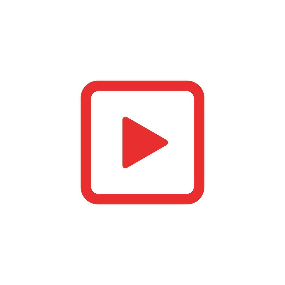 Red play button icon. Music start sign. Isolated on white. vector