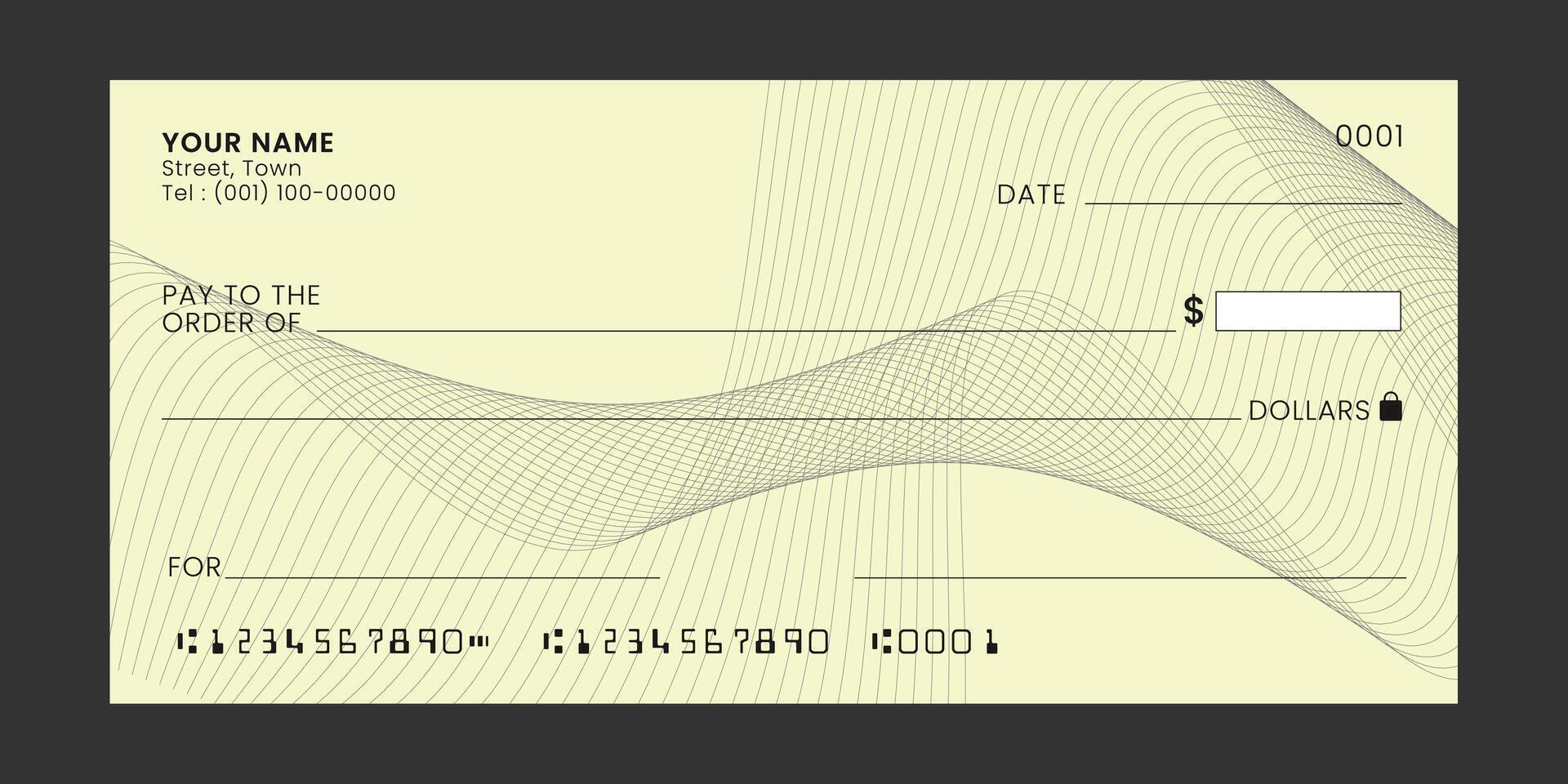 Blank bank check. Checkbook cheque template. document with empty fields for personal and financial information. vector